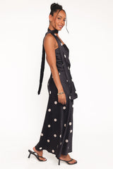 Jutta Strapless Maxi Dress - Black Polka Dot