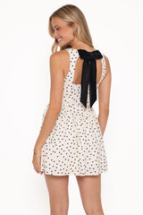 Kansas Mini Dress - White Polka Dot