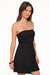 Karmen Wrap Mini Dress - Black