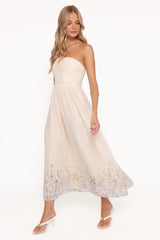 Kayt Strapless Dress - Embroidered Floral