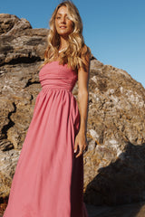 Kayt Strapless Dress - petals Pink