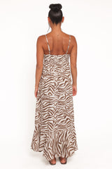 Kelsie Midi Dress - Brown Zebra