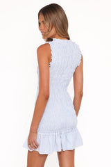 Kiki Smocked Mini Dress - Blue Stripe