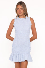 Kiki Smocked Mini Dress - Blue Stripe