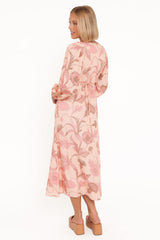 Kolby Long Sleeve Midi Dress - Pink Floral