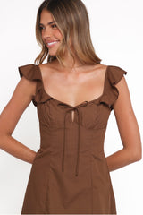 Lacey Mini Dress - Brown