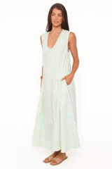 Laurita Maxi Dress - Jade Painted Stripe