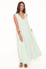 Laurita Maxi Dress - Jade Painted Stripe