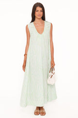 Laurita Maxi Dress - Jade Painted Stripe