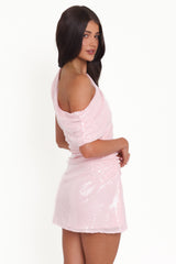Lavine Mini Dress - Pink Sequin