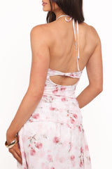 Lelia Halterneck Midi Dress - Pink Floral