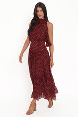 Leona Halterneck Maxi Dress - Red Polka Dot
