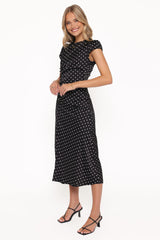 Lisbeth Midi Dress - Black Polka Dot
