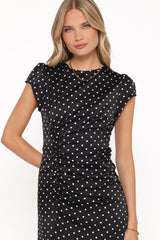 Lisbeth Midi Dress - Black Polka Dot