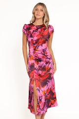 Lisbeth Midi Dress - Magenta Floral