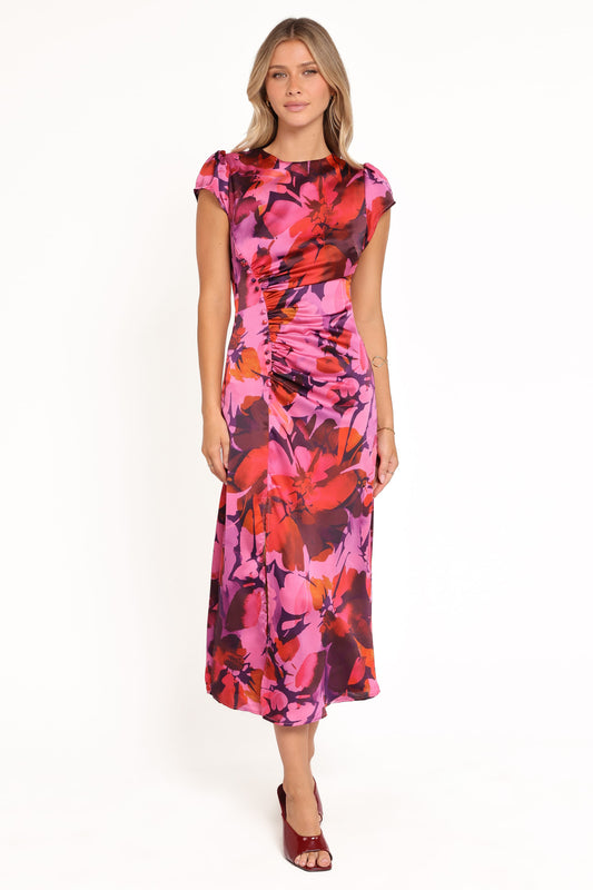 Lisbeth Midi Dress - Magenta Floral