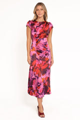Lisbeth Midi Dress - Magenta Floral