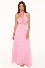 Luna One Shoulder Maxi Dress - Pink