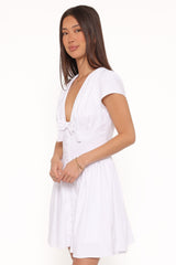 Lyssa Bow Front Mini Dress - White
