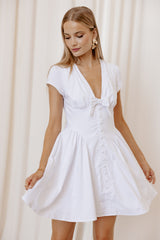 Lyssa Bow Front Mini Dress - White
