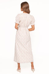 Mabella Midi Dress - Peach Ditsy Floral
