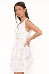 Madeline Mini Dress - Embroidered Lemons