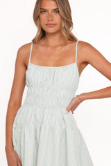 Makayla Mini Dress - Green Stripe