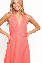 Marie Halterneck Maxi Dress - Coral