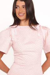 Marlene Mini Dress - Pink Rose Brocade