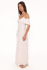 Mayven Maxi Dress - White Ditsy