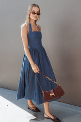 Milford Halterneck Midi Dress - Dark Denim