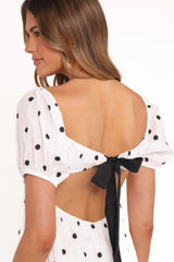 Mona Mini Dress - Black Polka
