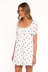 Mona Mini Dress - Black Polka