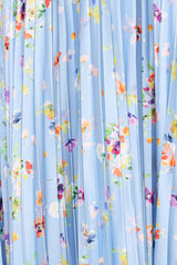 Naira Pleated Maxi Dress - Cornflower Blue Floral