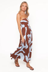 Nesta Maxi Dress - Brown/Blue