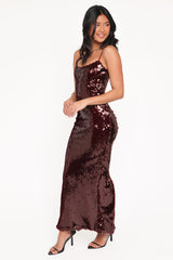 Orlena Sequin Midi Dress - Burgundy