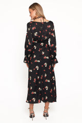 Pauline Long Sleeve Maxi Dress - Black Floral