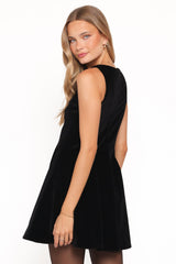 Pearla Mini Dress - Black Velvet