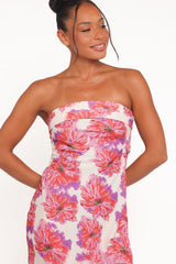 Remmie Strapless Maxi Dress - Pink Floral