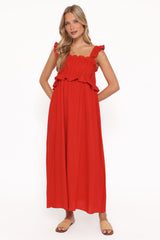 Ross Frill Strap Maxi Dress - Red