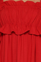 Ross Frill Strap Maxi Dress - Red