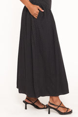 Shanice Maxi Dress - Black Polka Dot