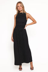 Shirley Maxi Dress - Black Polka Dot