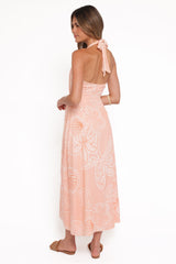 Sierra Wrap Midi Dress - Peach Floral