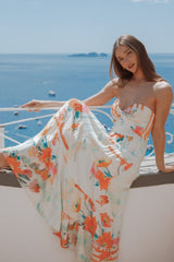Sitara Strapless Midi Dress - Blue Alfresco Floral