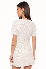Sonia Mini Dress - White Polka Dot