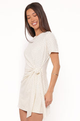 Sonia Mini Dress - White Polka Dot