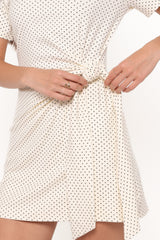 Sonia Mini Dress - White Polka Dot