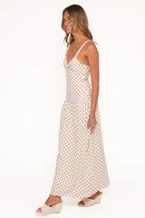 Sophina Midi Dress - Black Polka Dot