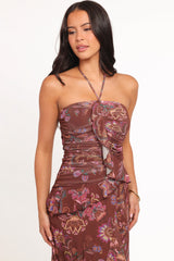Sorbet Midi Dress - Brown Floral